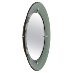 Midcentury Round Wall Glass Mirror by Luigi Fontana for Fontanit, Italy 1950s
