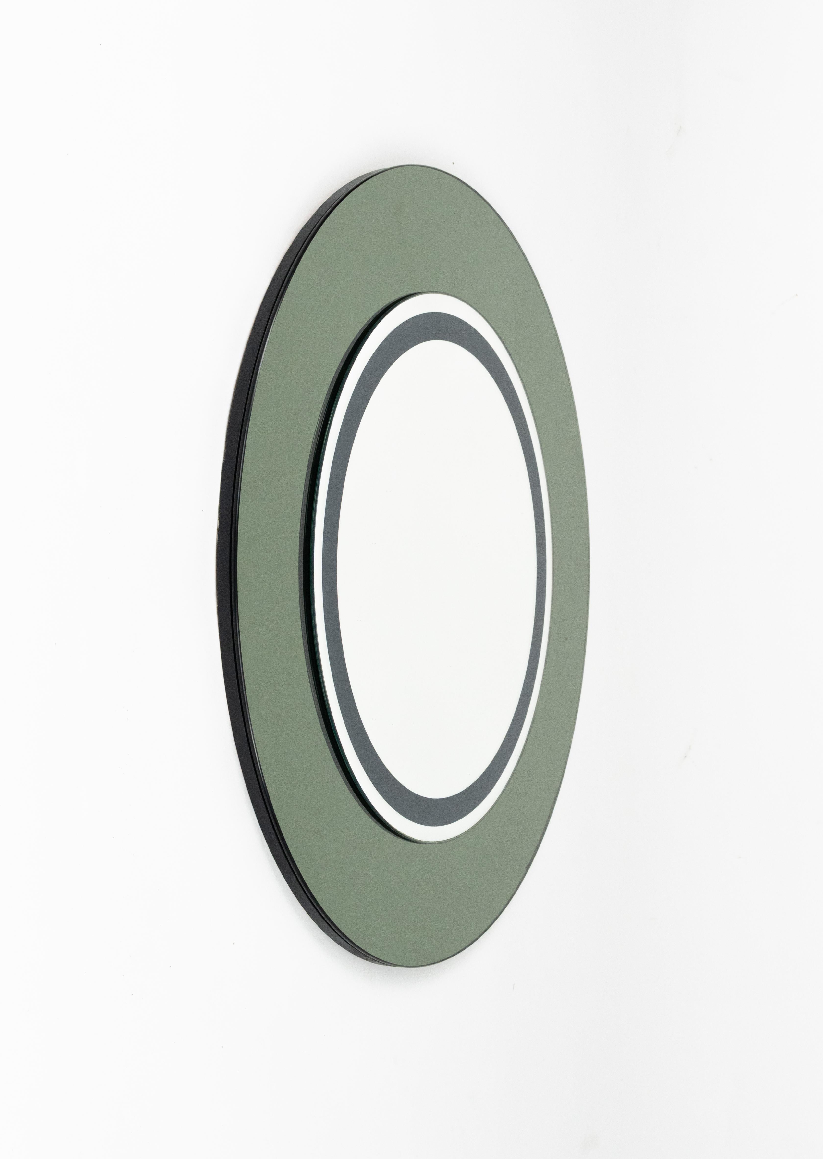 Mid-Century Modern Miroir mural rond du milieu du siècle par Giuseppe Raimondi pour Cristal Arte, Italie, années 1970 en vente