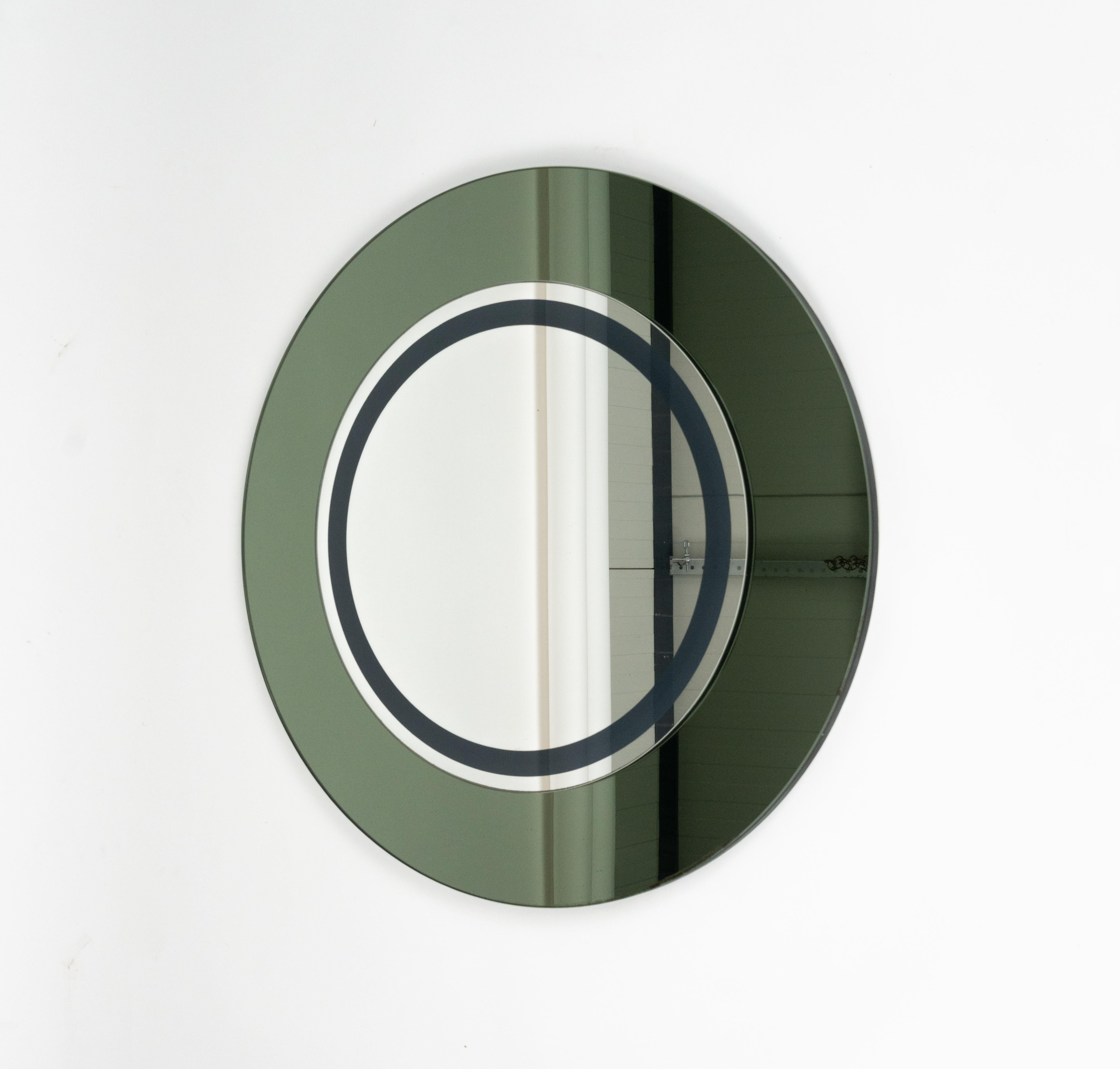 Miroir mural rond du milieu du siècle par Giuseppe Raimondi pour Cristal Arte, Italie, années 1970 en vente 3