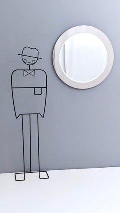 Miroir mural rond postmoderne avec cadre en acier miroir, Italie