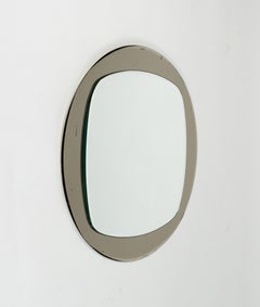 Runder Wandspiegel der Jahrhundertmitte mit geräuchertem Rahmen von Sena Cristal, Italien 1970er