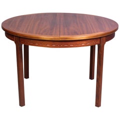 Midcentury Round Walnut Dining Table by Troeds, Sweden, 1960s