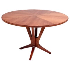 Midcentury Round Wooden Dining Table in the Style of Ico Parisi, Italy