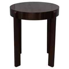 Midcentury Round Walnut Wood Stained in Dark Mahogany Side Table, 1940