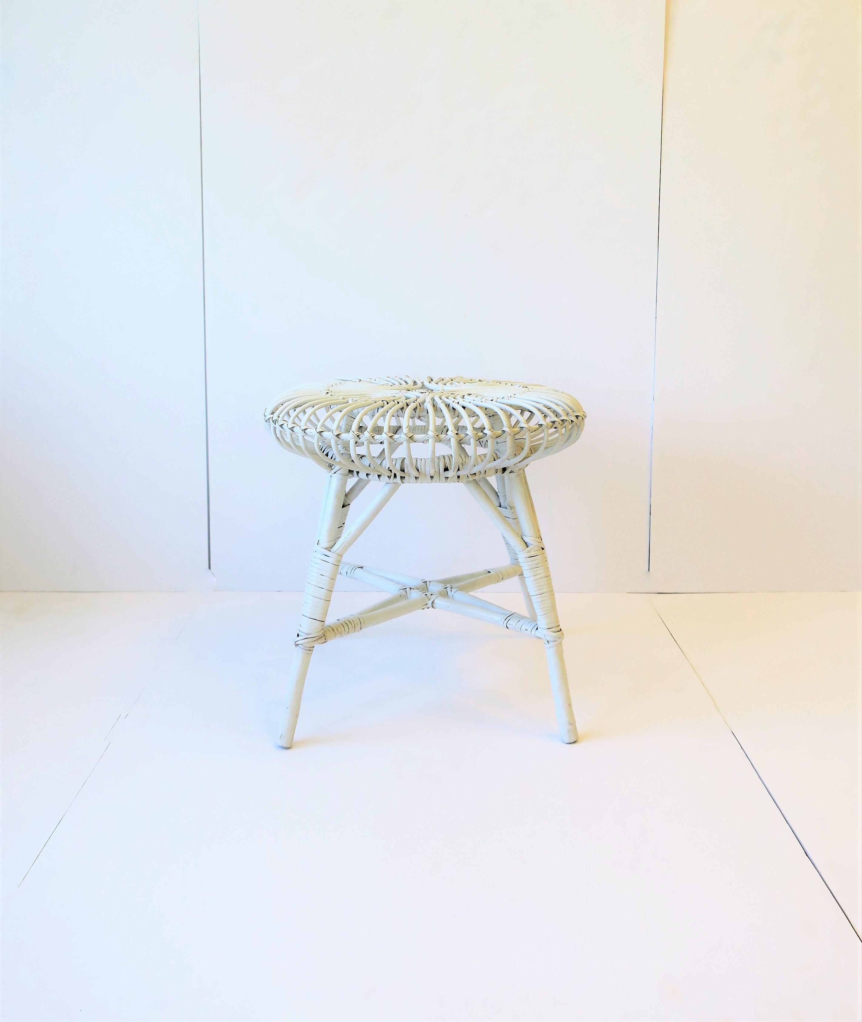 white wicker stool