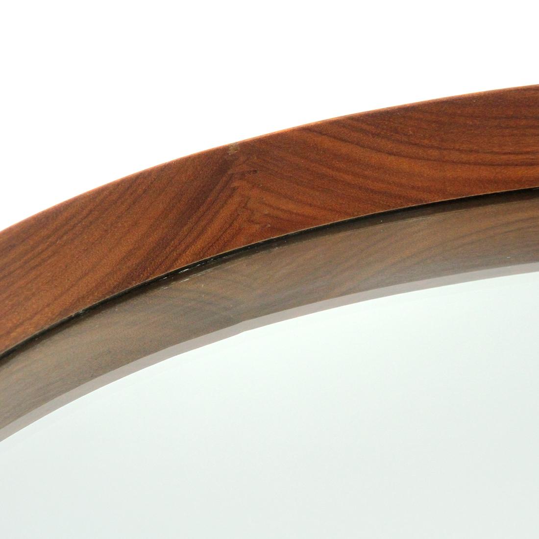 Mid-Century Modern Midcentury Round Wooden Frame Mirror, 1960s