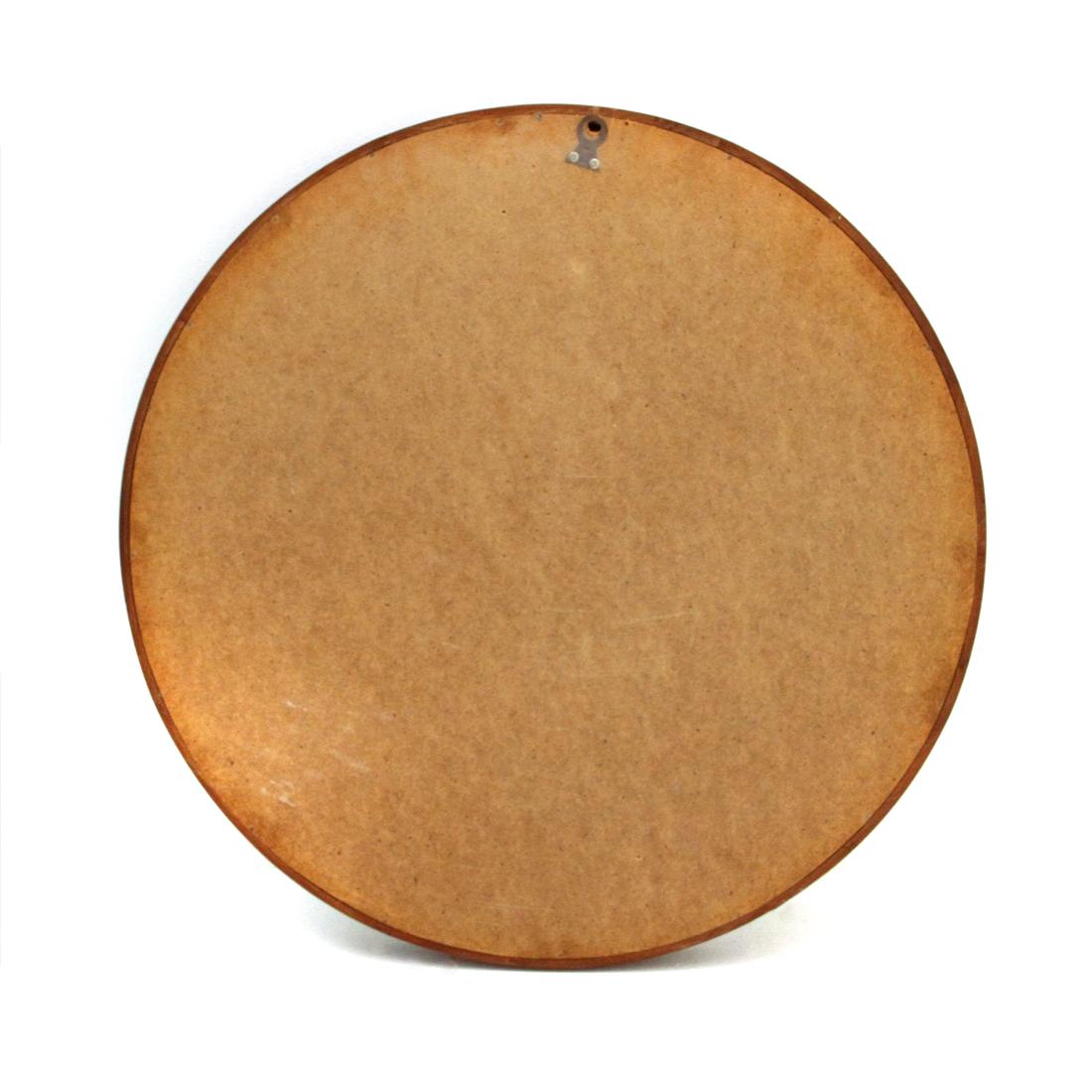 Mid-20th Century Midcentury Round Wooden Frame Mirror, 1960s