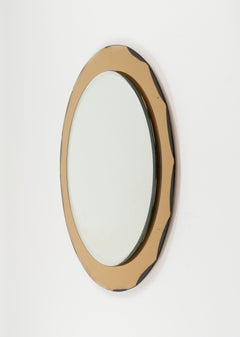 Midcentury Round Yellow Wall Mirror by Metalvetro Galvorame, Italy 1970s