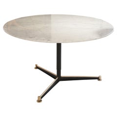 Midcentury Rounded White Carrara Marble Italian Dining Table, 1950