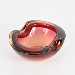 Midcentury Ruby Red Murano "Sommerso" Glass Italian Bowl or Ashtray, 1960s