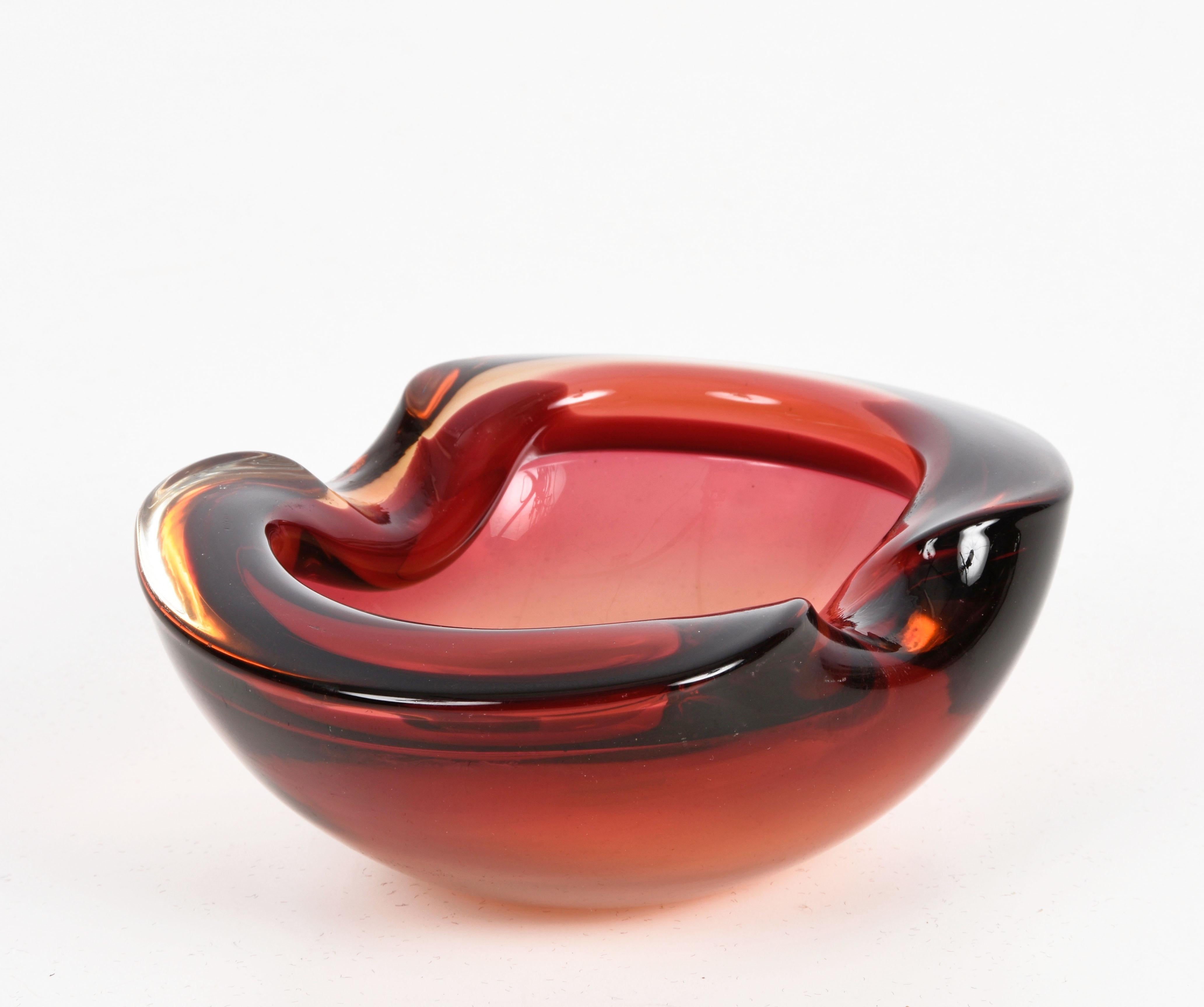 red murano glass ashtray