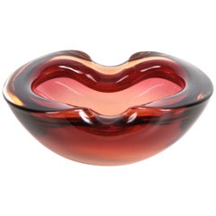 Midcentury Ruby Red Murano "Sommerso" Glass Italian Bowl or Ashtray, 1960s
