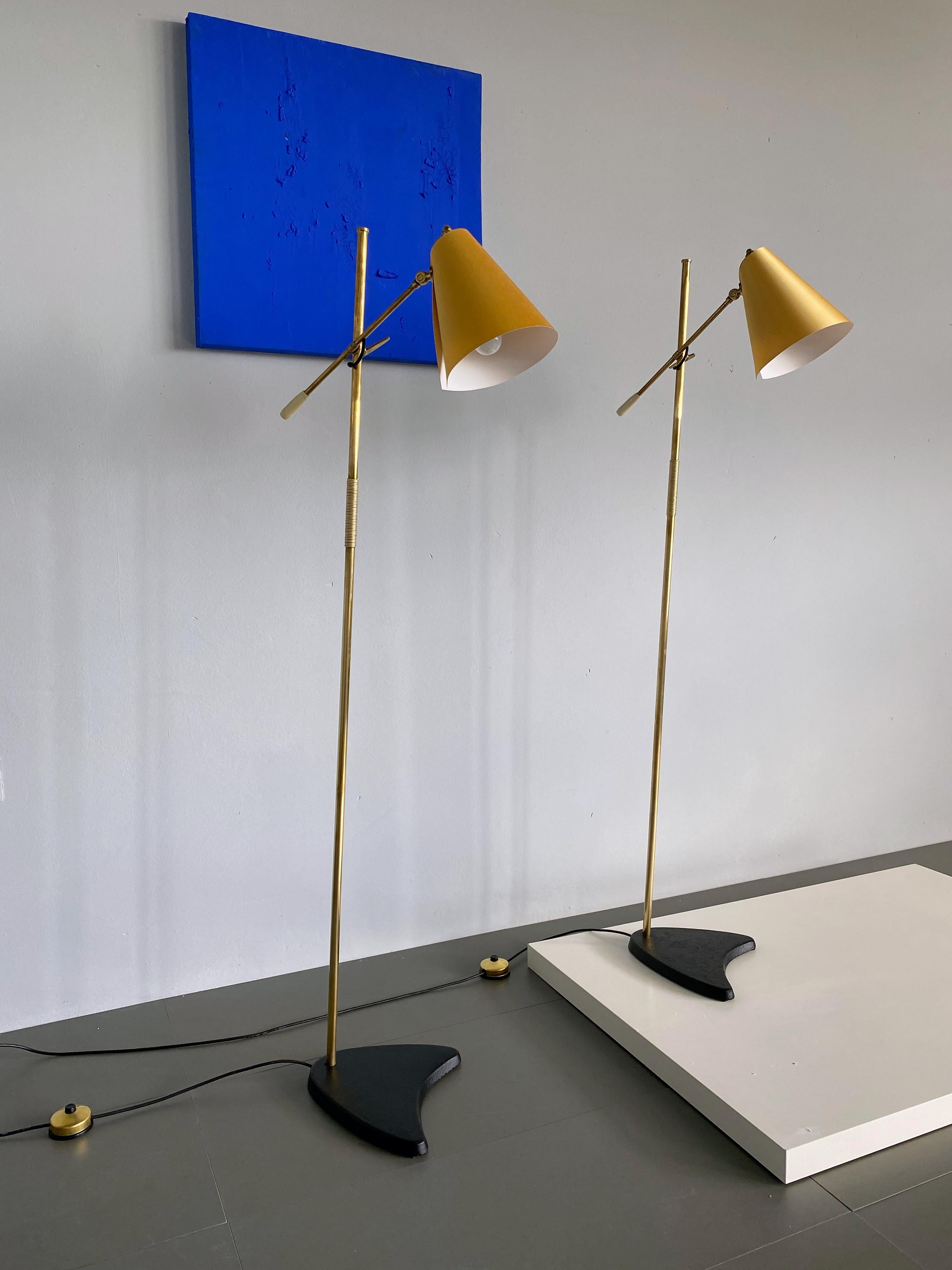 Midcentury Rupert Nikoll Adjustable Brass Floor Lamp, 1960s, Austria For Sale 4