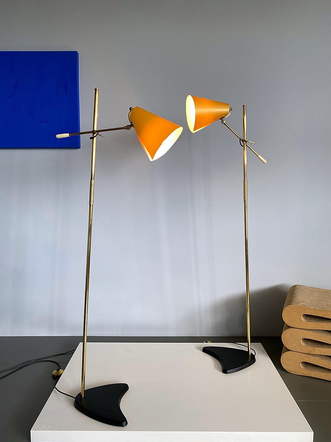 Mid-Century Modern Midcentury Rupert Nikoll Adjustable Brass Floor Lamp, 1960s, Austria For Sale