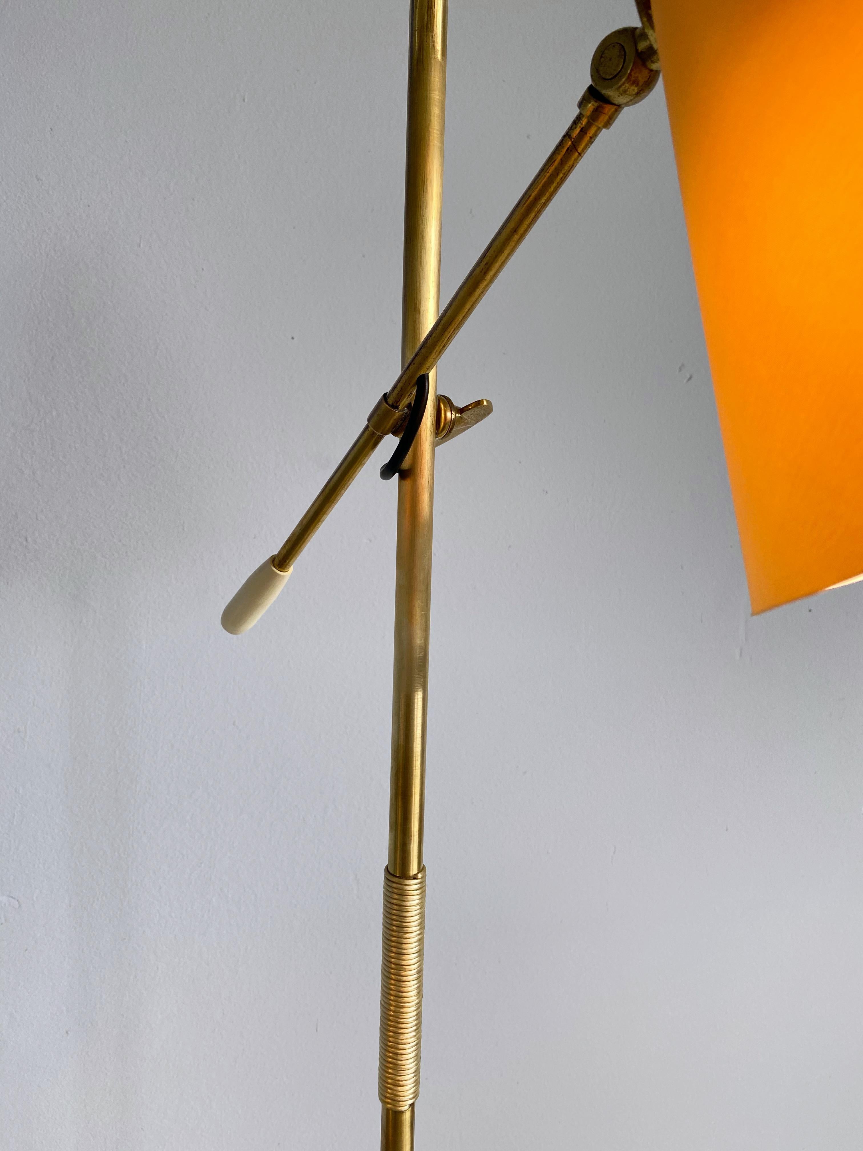 Midcentury Rupert Nikoll Adjustable Brass Floor Lamp, 1960s, Austria For Sale 2