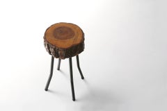 Mid‑Century Rustic French Tree Trunk Stool, France 1940s
