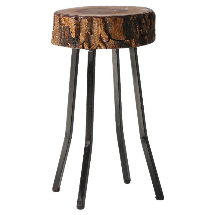 Mid‑Century Rustic French Tree Trunk Stool, France 1940s For Sale