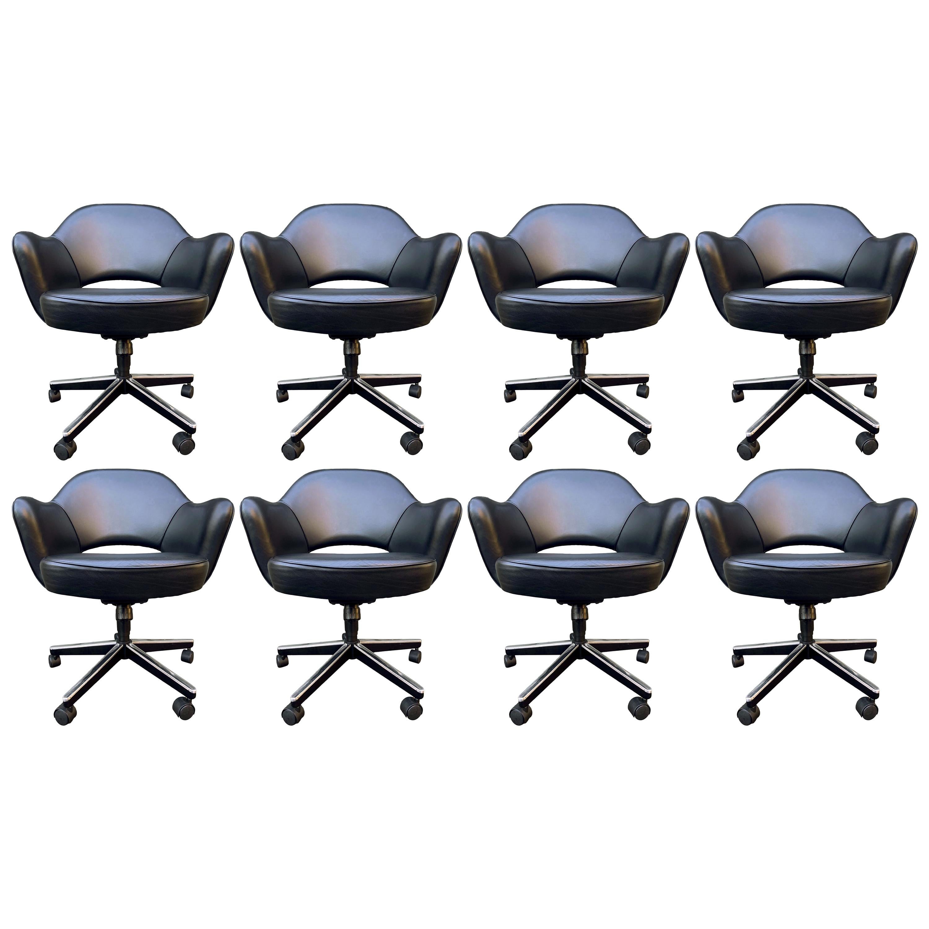 Midcentury Saarinen Executive Chairs for Knoll Set of Eight