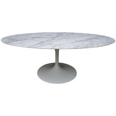 Midcentury Saarinen Oval Coffee Table with Special Order Marble Top