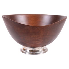 Midcentury Salad Bowl in Mahogany and Sterling Silver.