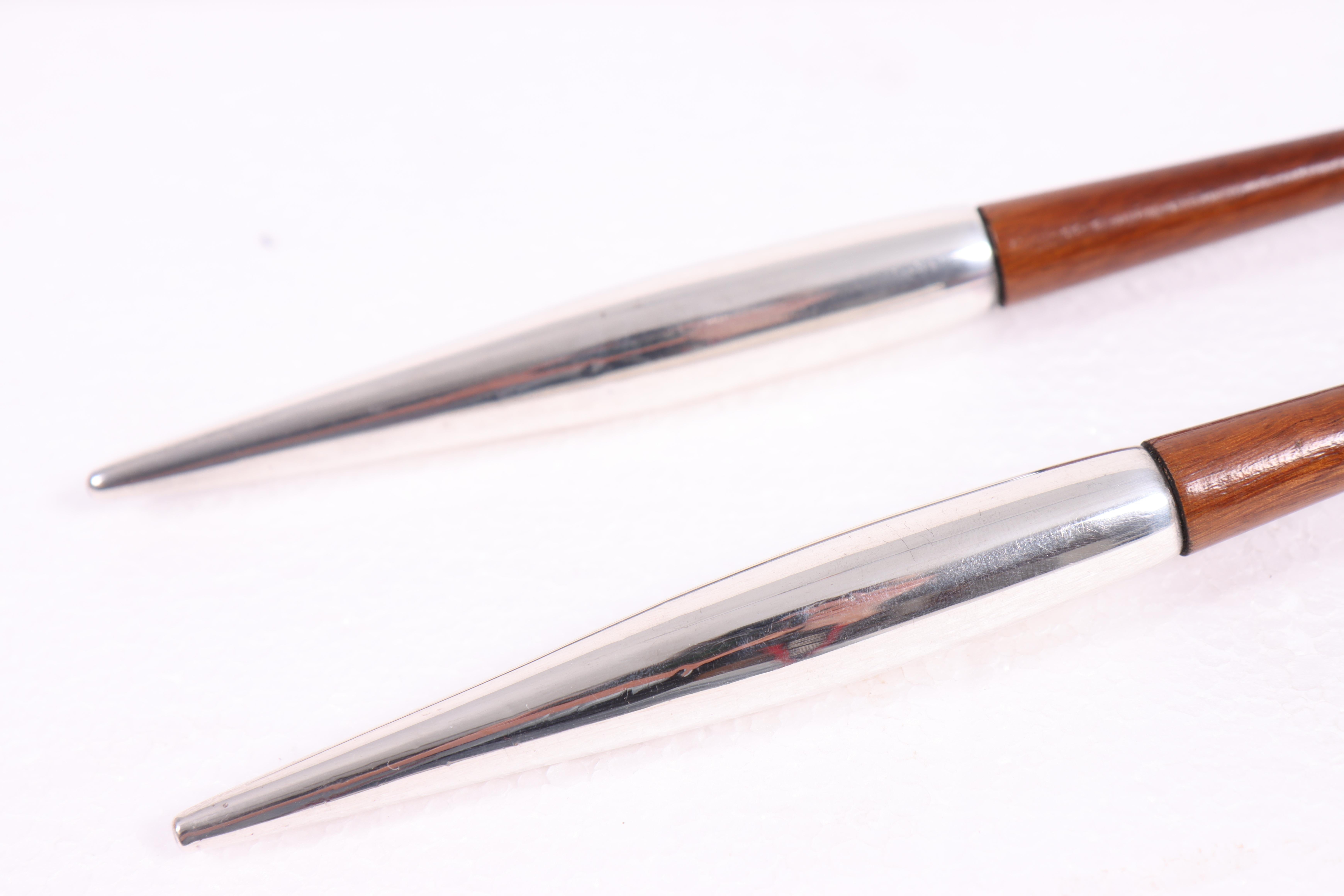 Scandinavian Modern Midcentury Salad Cutlery in Mahogany Sterling Silver by Cartier, 1960s For Sale