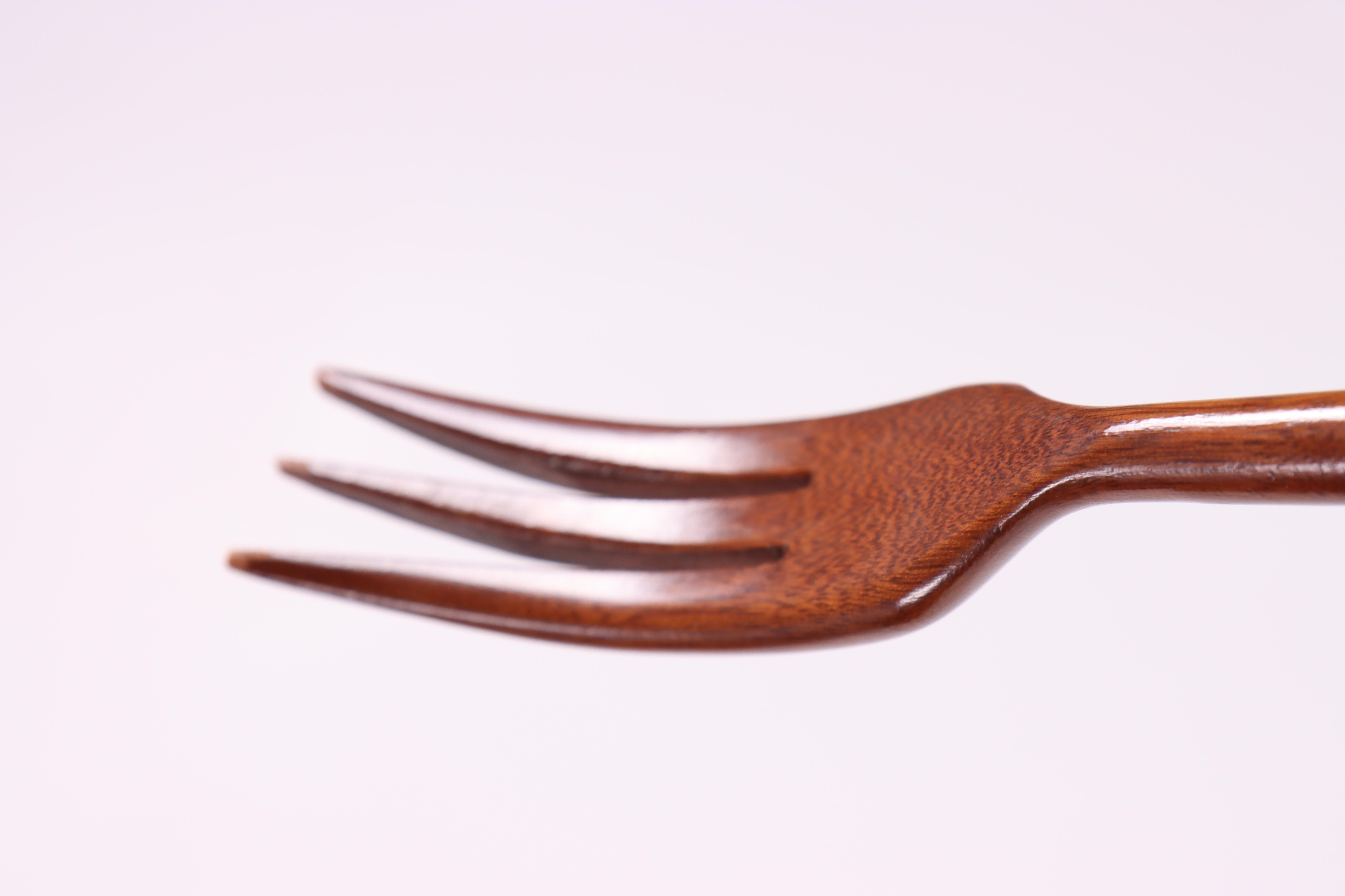 Midcentury Salad Cutlery in Mahogany Sterling Silver by Cartier, 1960s For Sale 1