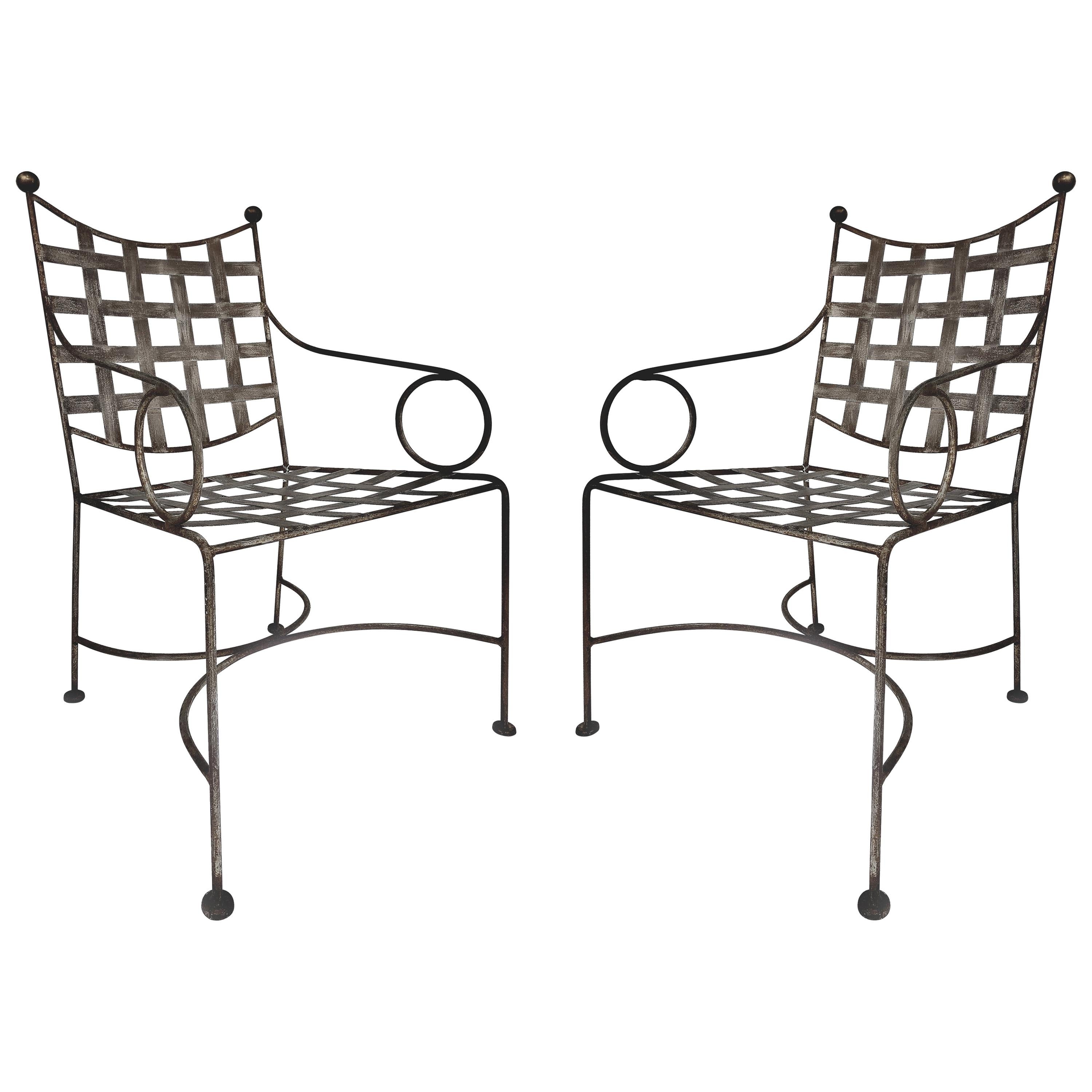 Midcentury Salterini Wrought Iron Garden Chairs, Pair