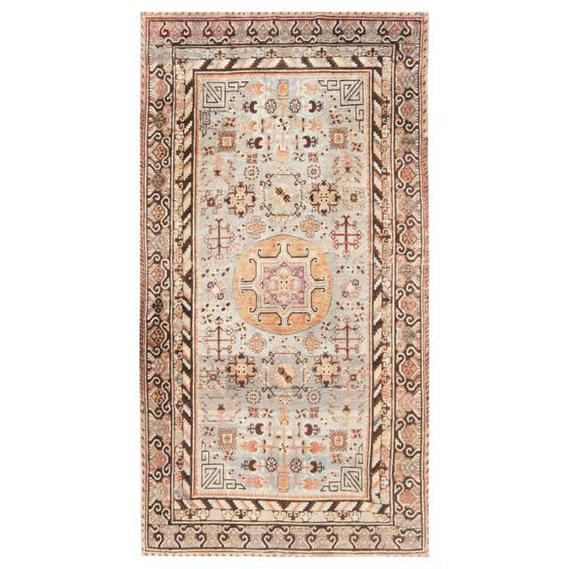 Authentic 1850s Samarkand Handmade Silk Rug For Sale at 1stDibs