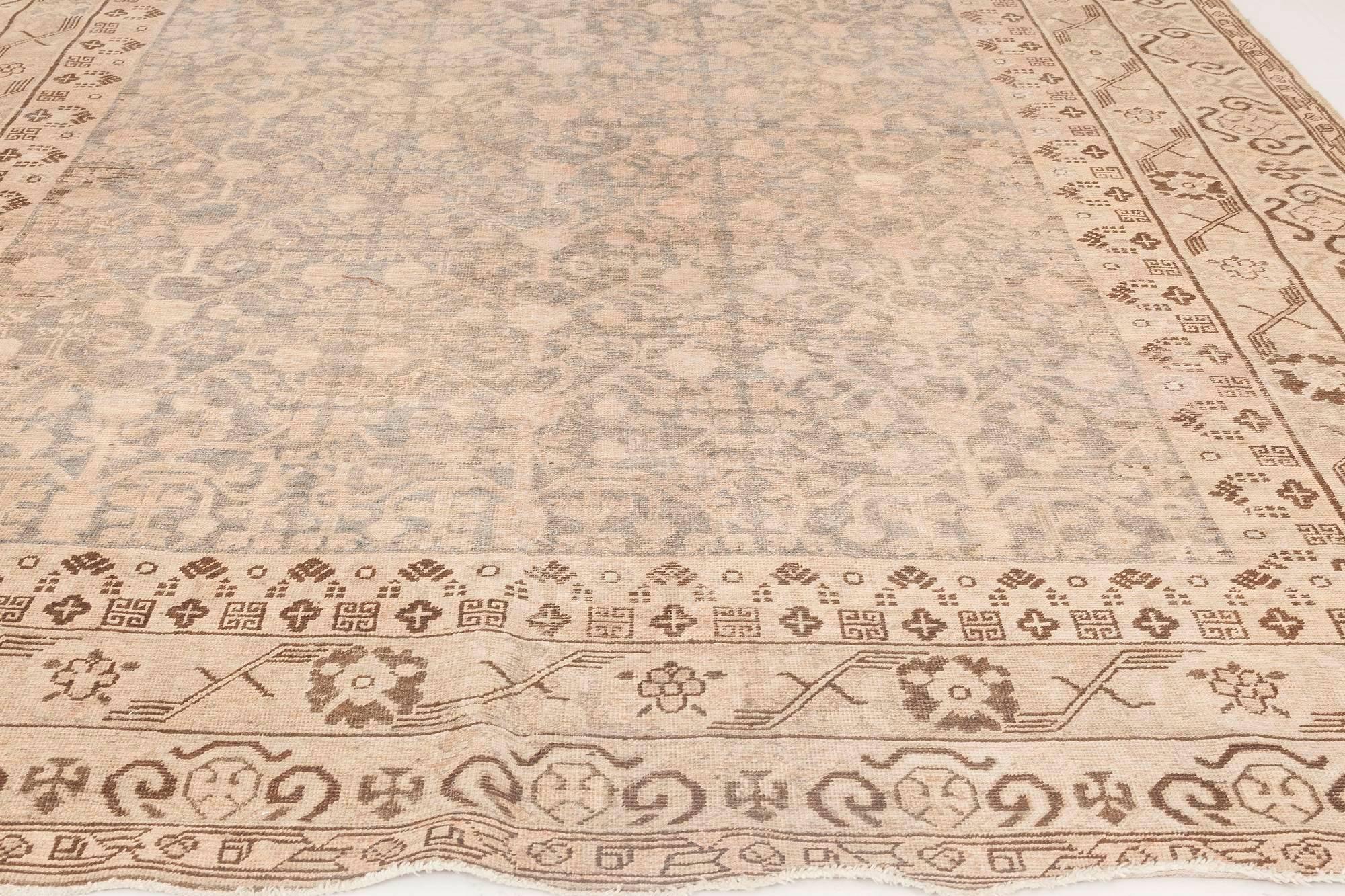 Uzbek Doris Leslie Blau Midcentury Samarkand Hand Knotted Wool Rug For Sale