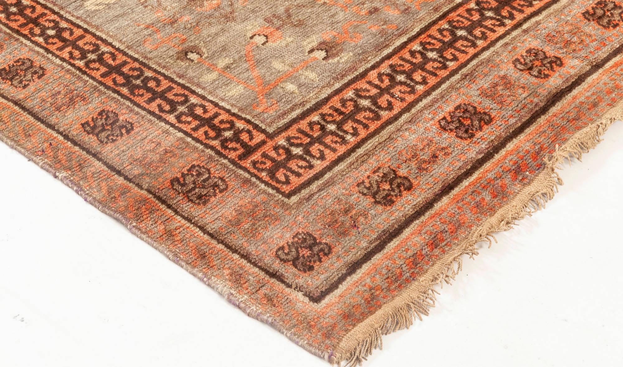 Midcentury Samarkand Handmade Wool Rug In Good Condition For Sale In New York, NY