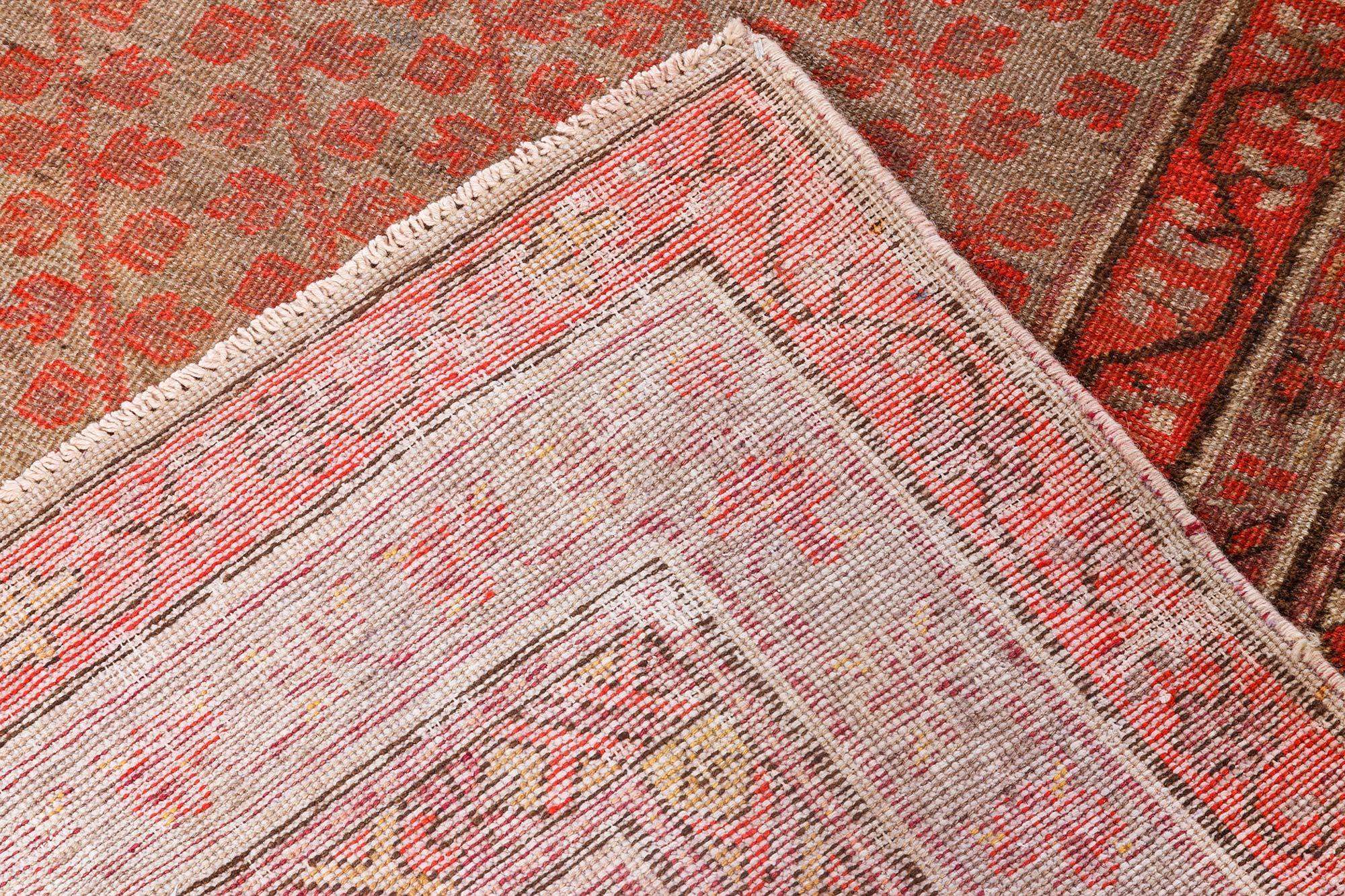 20th Century Midcentury Samarkand Handmade Wool Rug For Sale