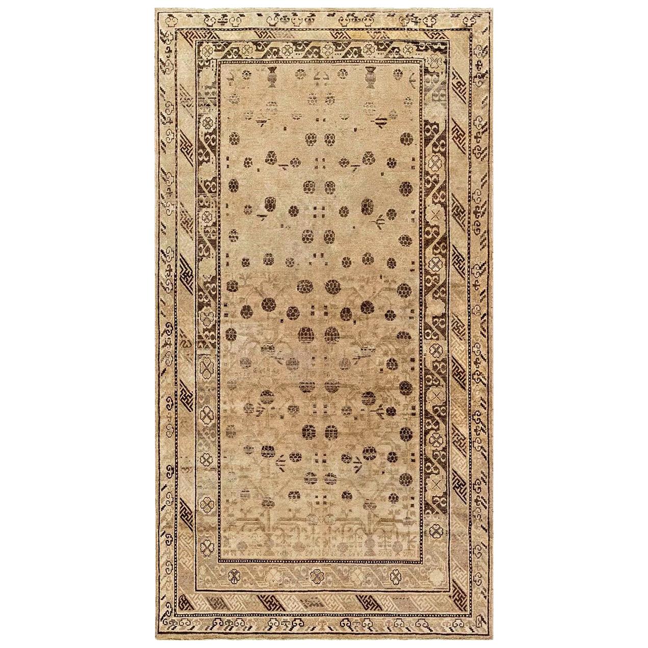 Handmade Carpet Vintage Aubusson Style Rug 1980 French Pink and Beige