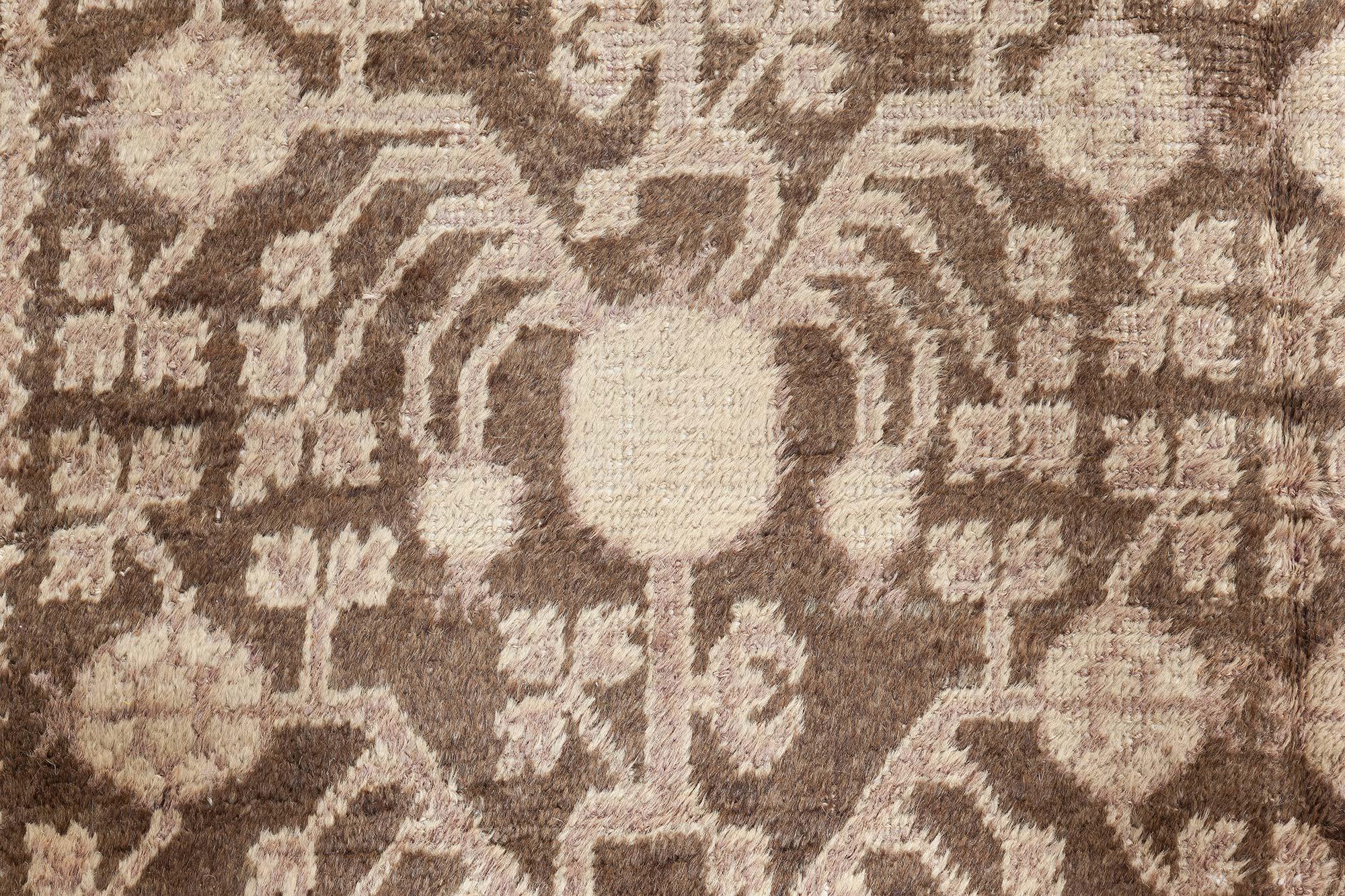 Handgewebter Samarkand-Wollteppich Doris Leslie Blau aus der Mitte des Jahrhunderts im Angebot 3