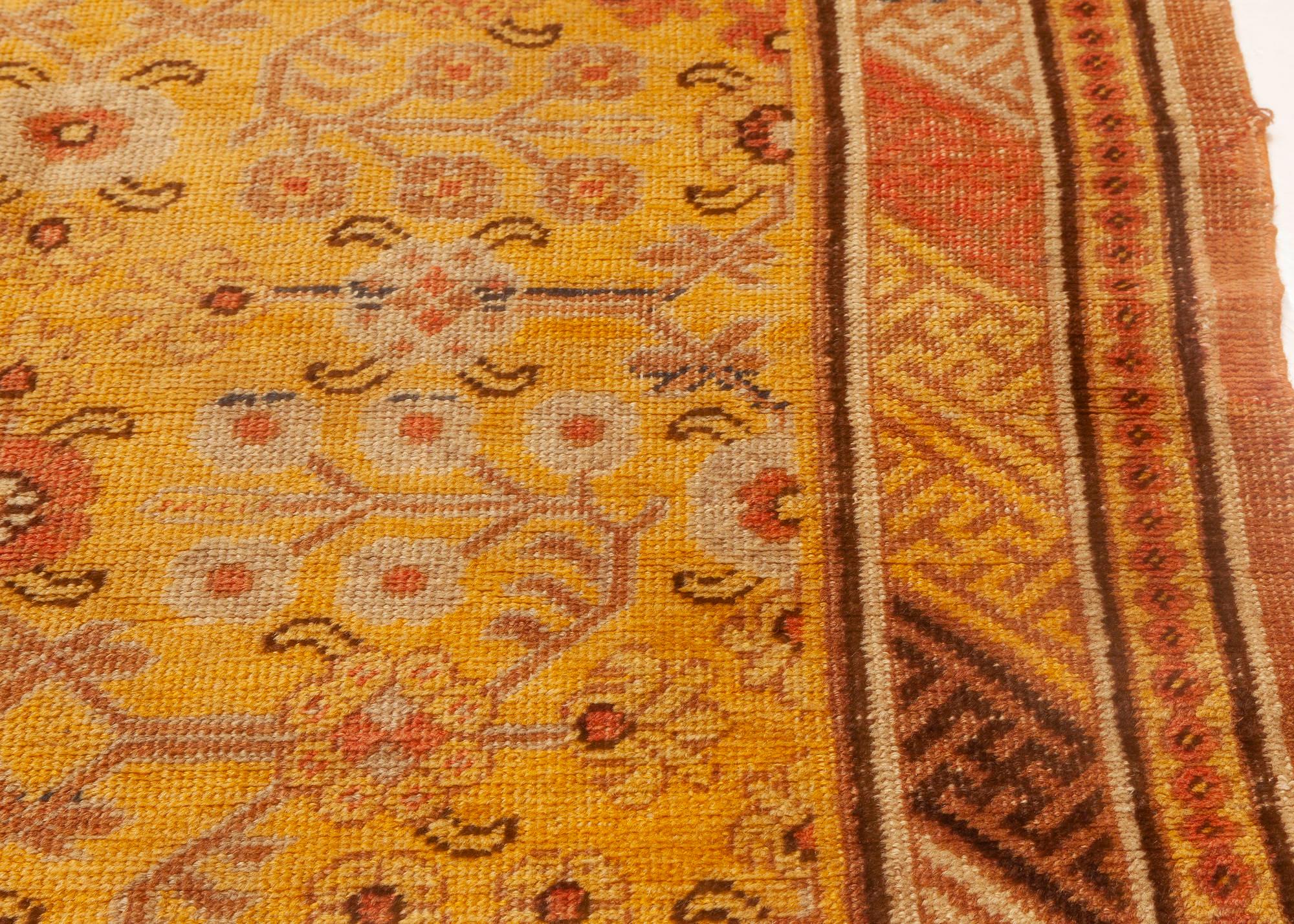 Hand-Woven Midcentury Samarkand Handwoven Wool Rug For Sale
