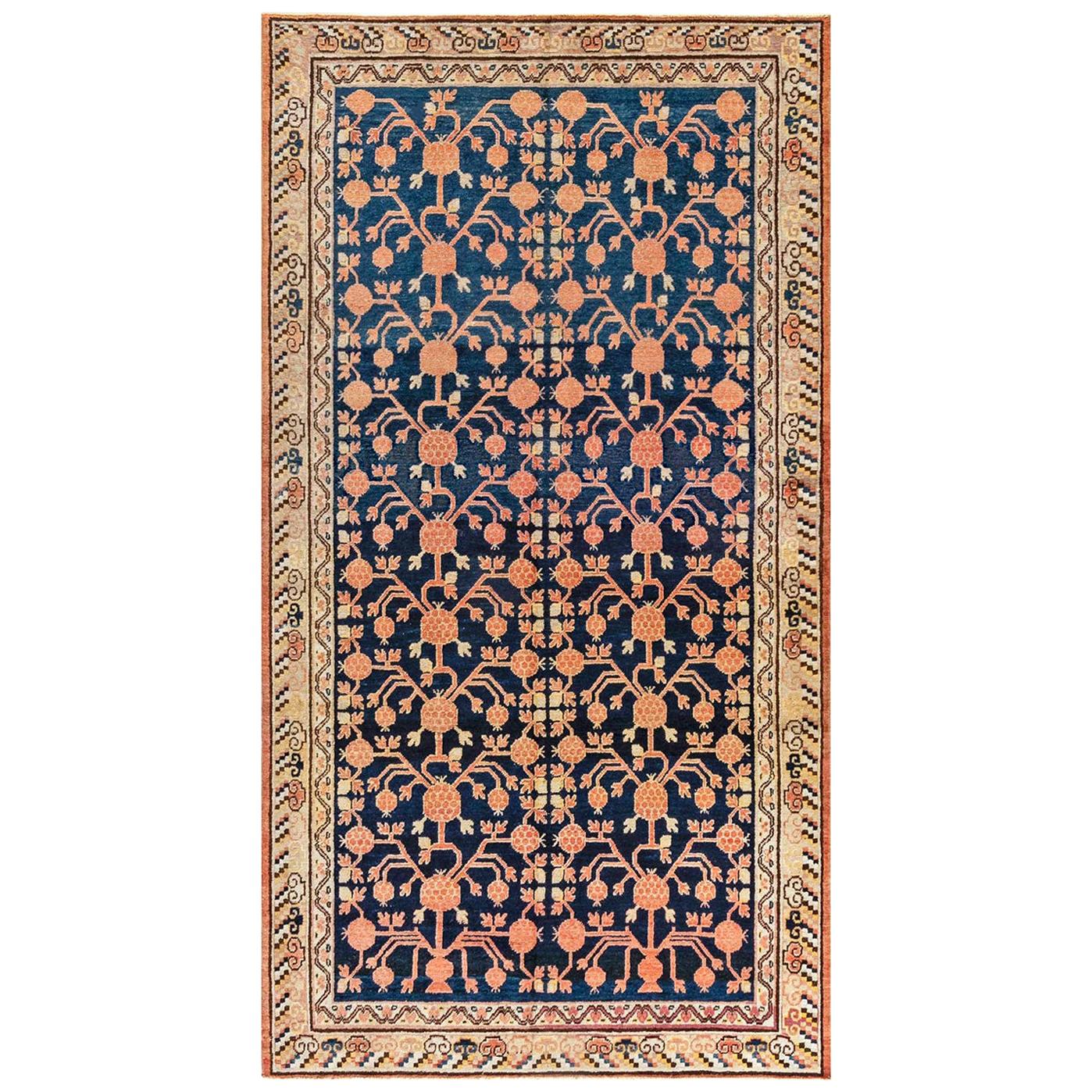 Vintage Midcentury Durry Red and MultiTonal Blue Cotton Rug For Sale at 1stdibs