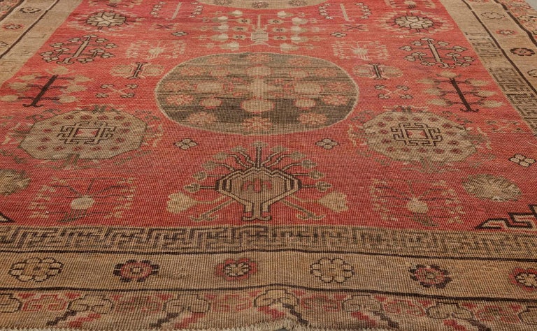 Midcentury Samarkand Red Handmade Wool Rug For Sale at 1stDibs