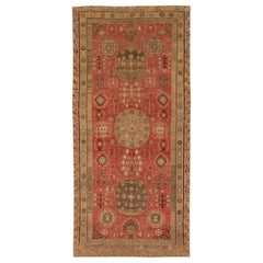 Midcentury Samarkand Red and Brown Handmade Wool Rug