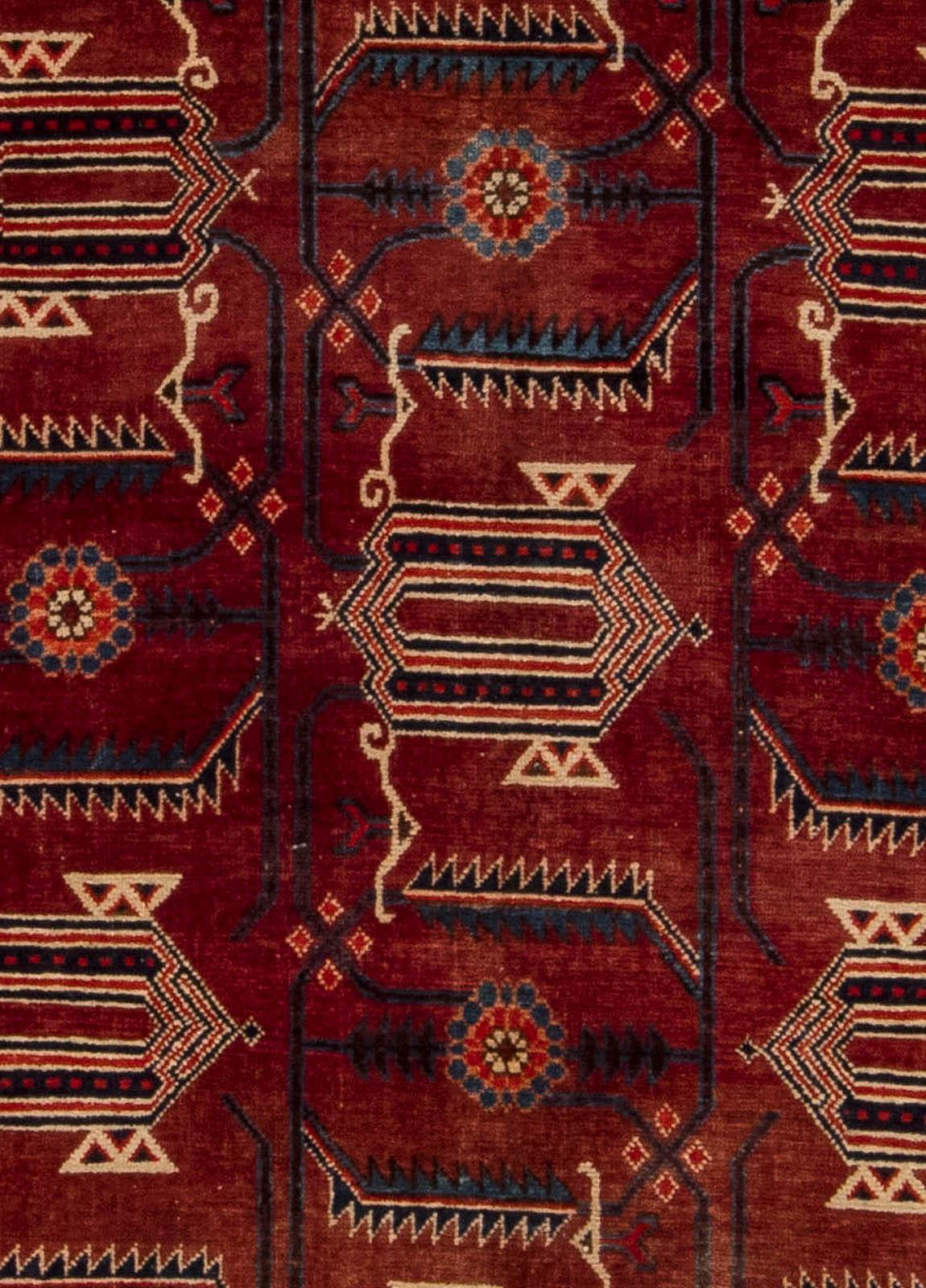 Midcentury Samarkand red handmade wool rug
Size: 7'0