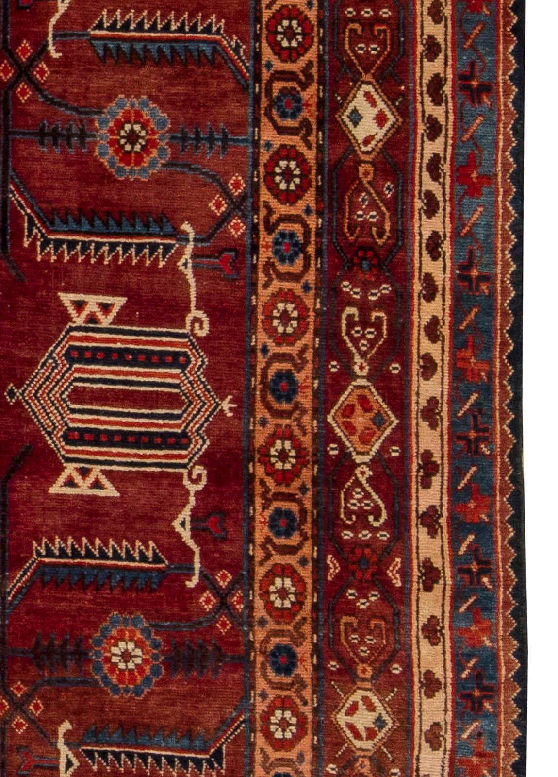 Mid-Century Modern Midcentury Samarkand Red Handmade Wool Rug For Sale