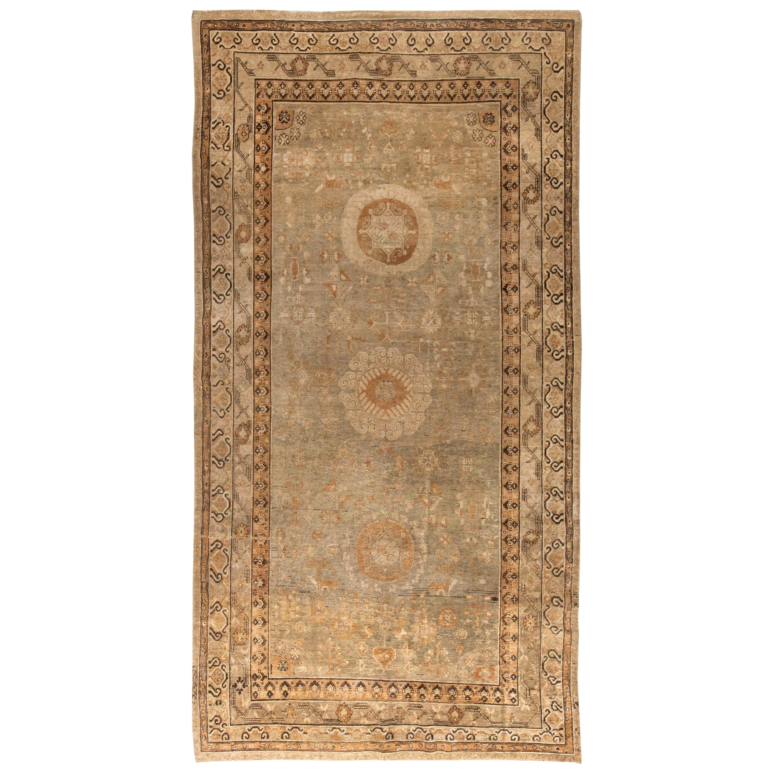 Mid-20th Century Samarkand Hand Knotted Wool Rug For Sale