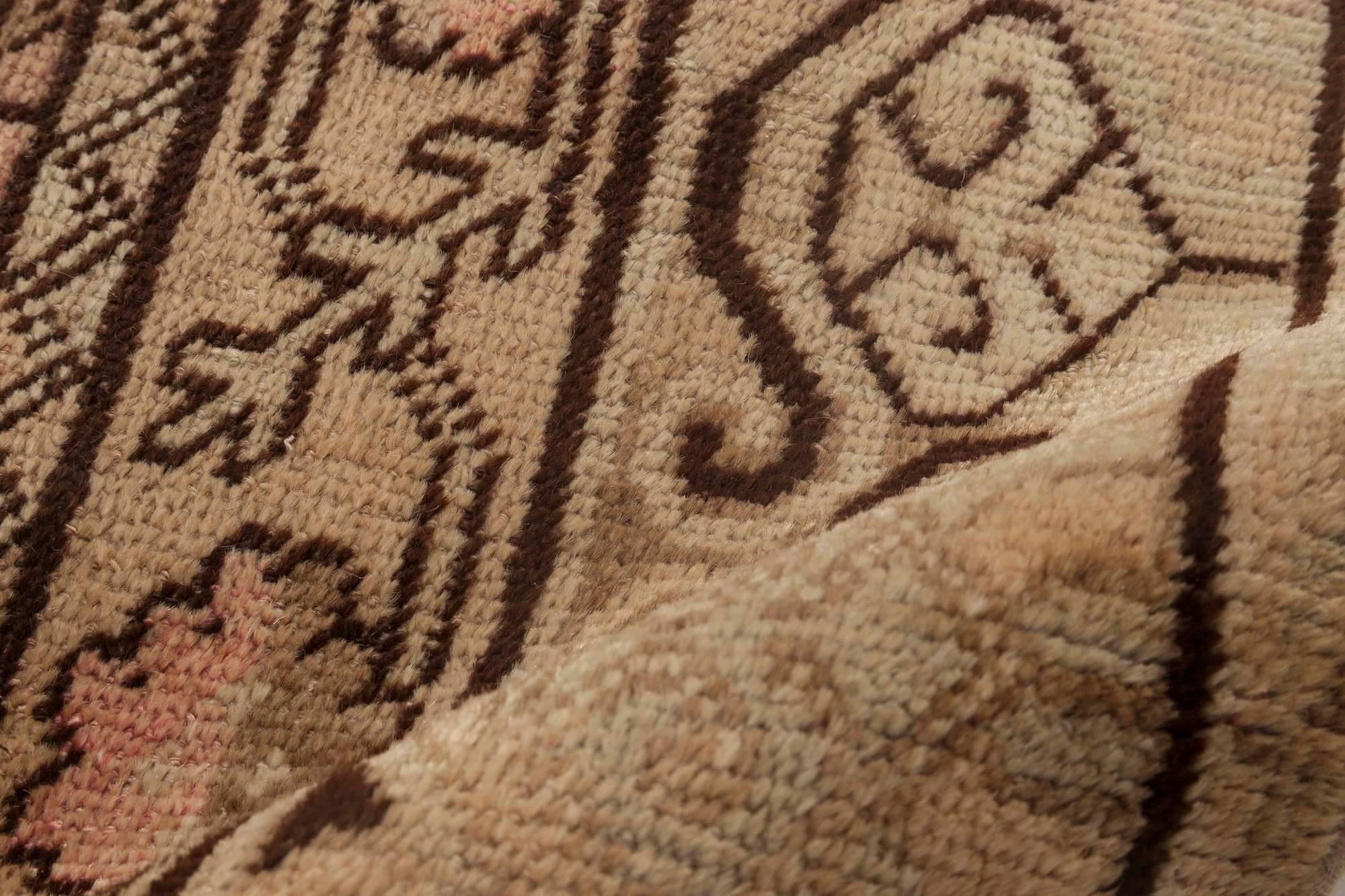 Khotan Midcentury Samarkand Handmade Wool Rug For Sale