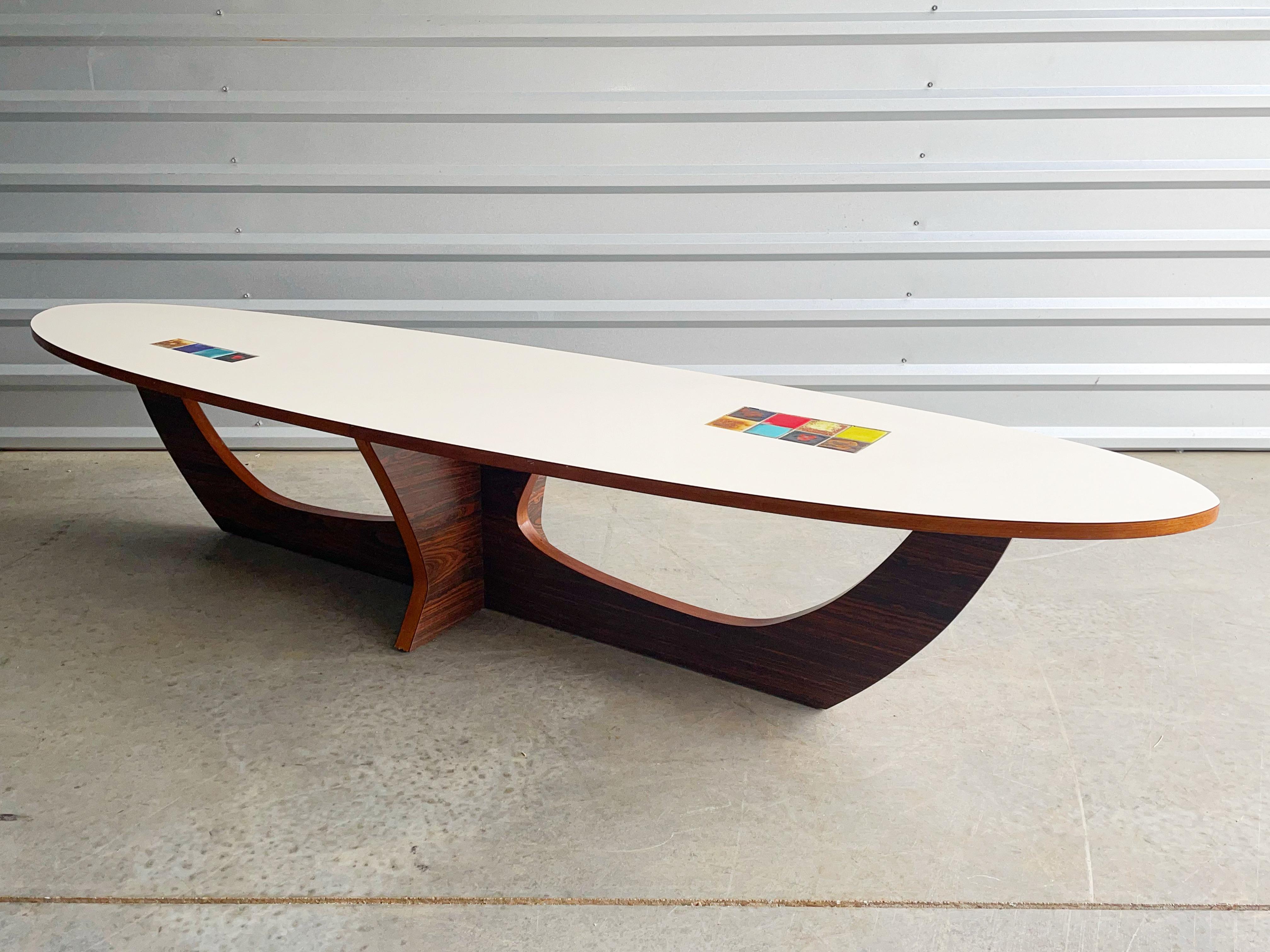Midcentury Samson Berman Studio Craft Surfboard Style Coffee Table W