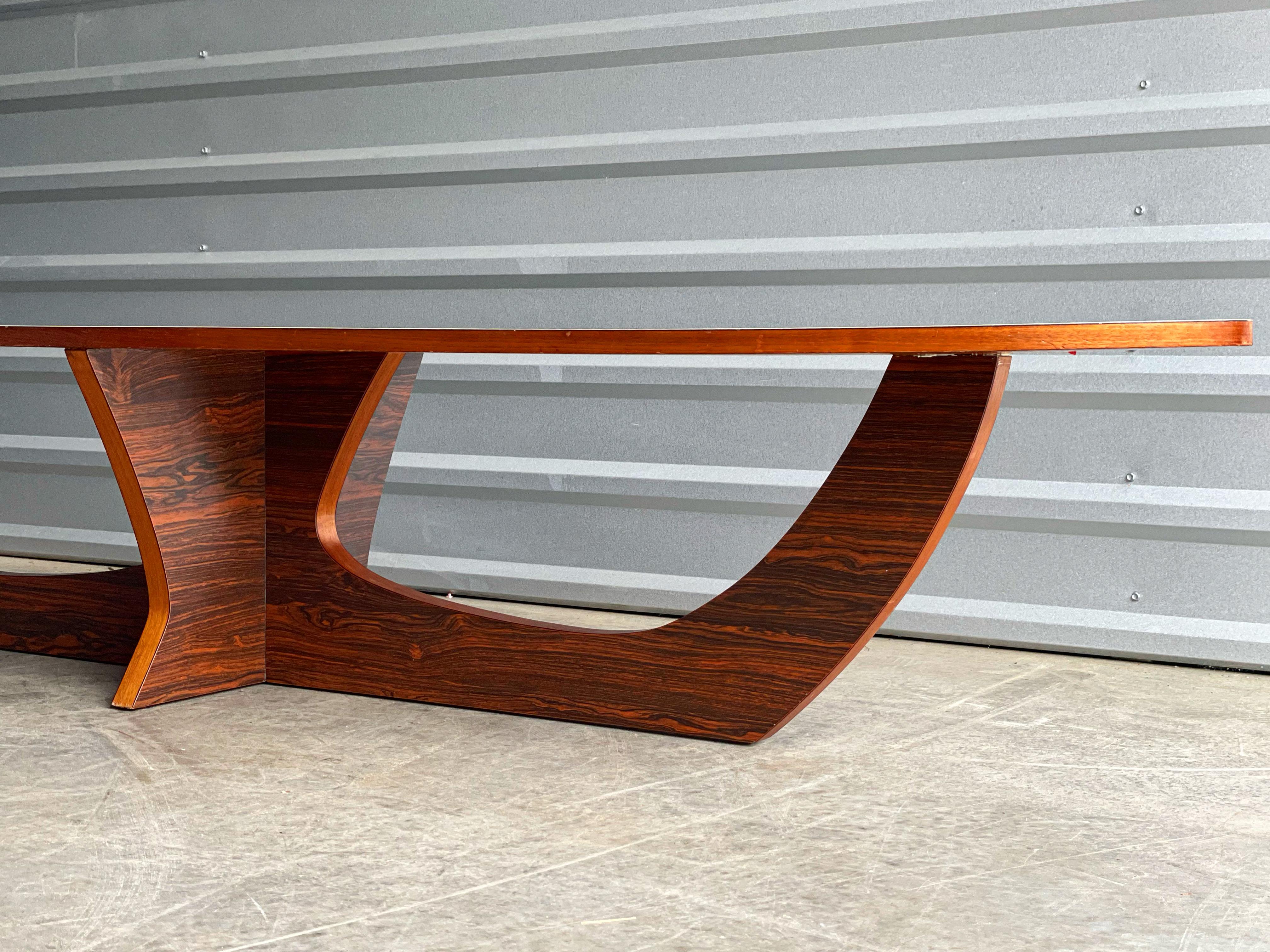 Ceramic Midcentury Samson Berman Studio Craft Surfboard Style Coffee Table W/ Inset Tile
