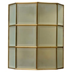 MidCentury Sandblasted Glass and Brass Wall Light, 1950