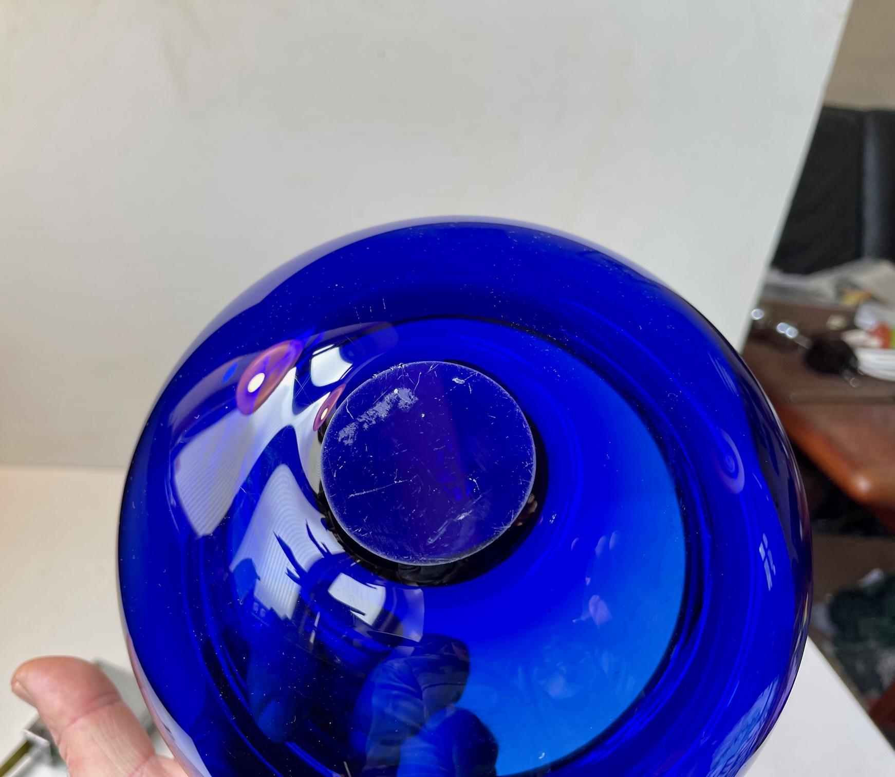 Midcentury Sapphire Blue Holmegaard Glass Bowl by Per Lütken For Sale 3