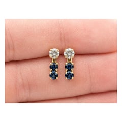 Veste « Midcentury » sertie de saphirs et boucles d'oreilles en diamants, en or jaune 14 carats