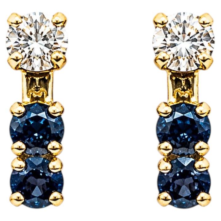 Midcentury Sapphire Jacket & Diamond Earrings in 14k Yellow Gold For Sale