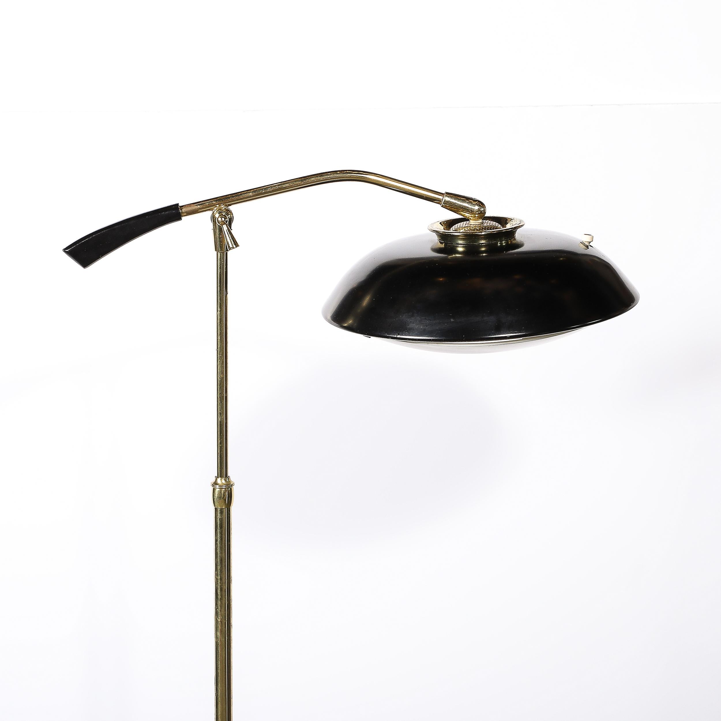 MidCentury Saucer Articulating Brass & Black Enamel Floorlamp by Gerald Thurston 4