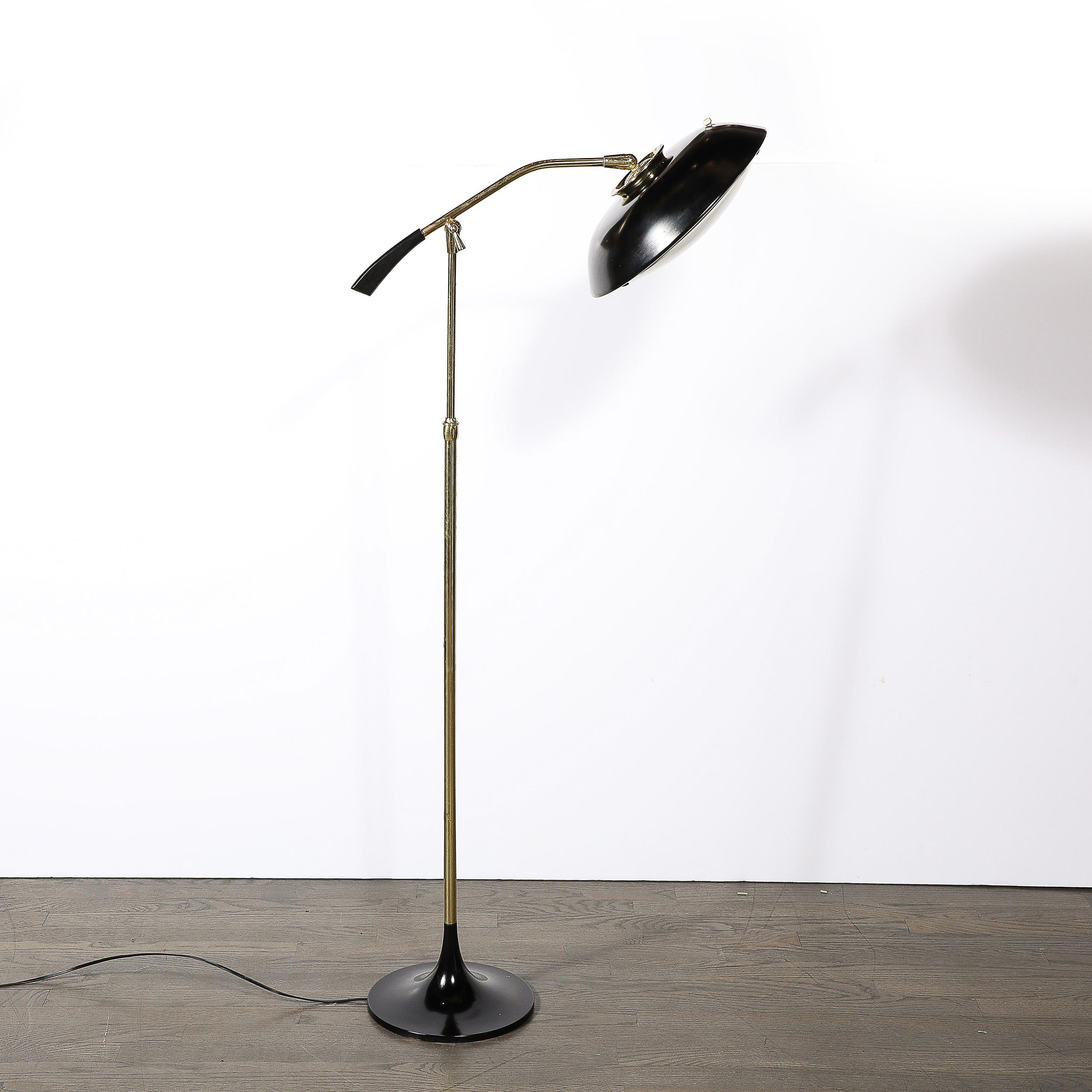MidCentury Saucer Articulating Brass & Black Enamel Floorlamp by Gerald Thurston 5