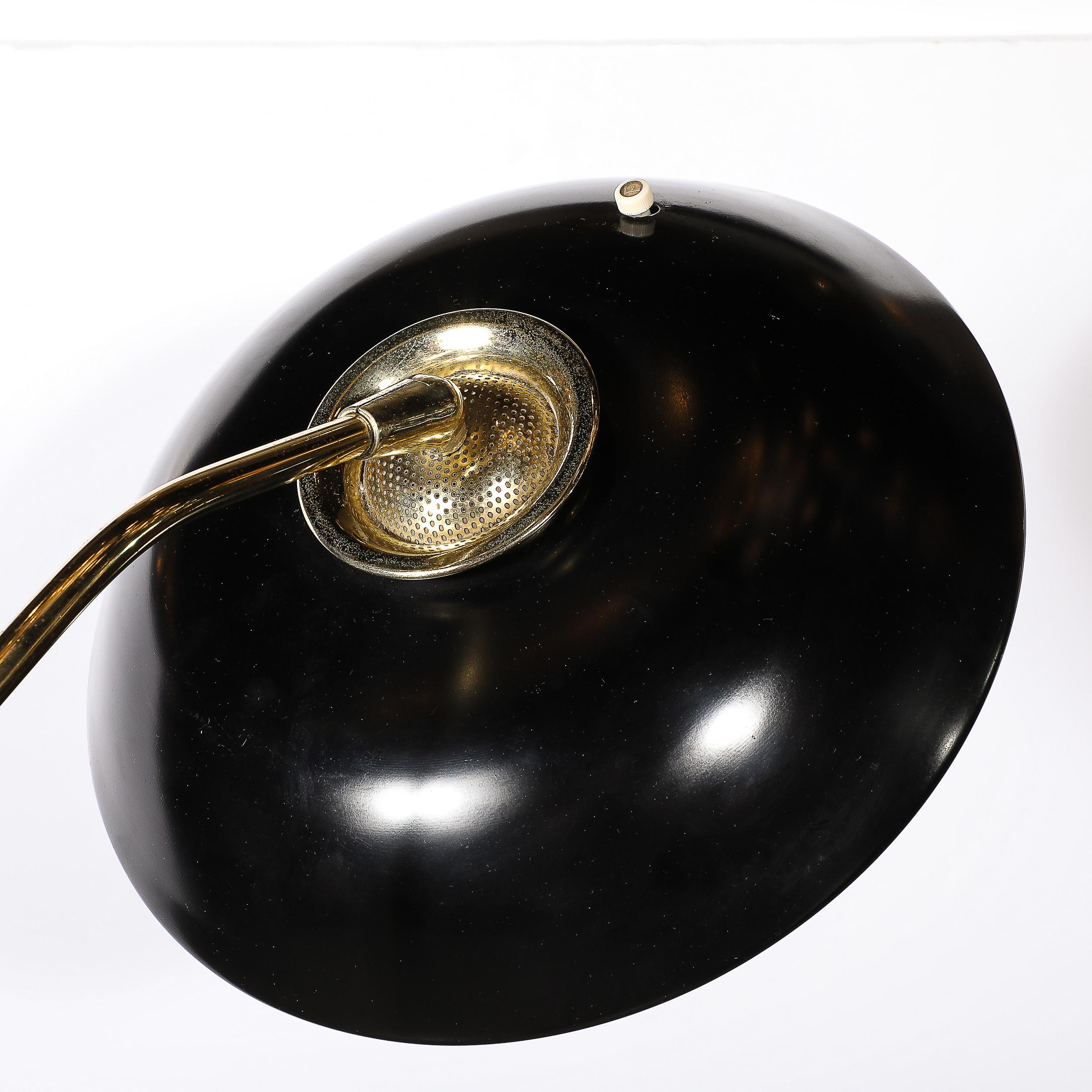 MidCentury Saucer Articulating Brass & Black Enamel Floorlamp by Gerald Thurston 6